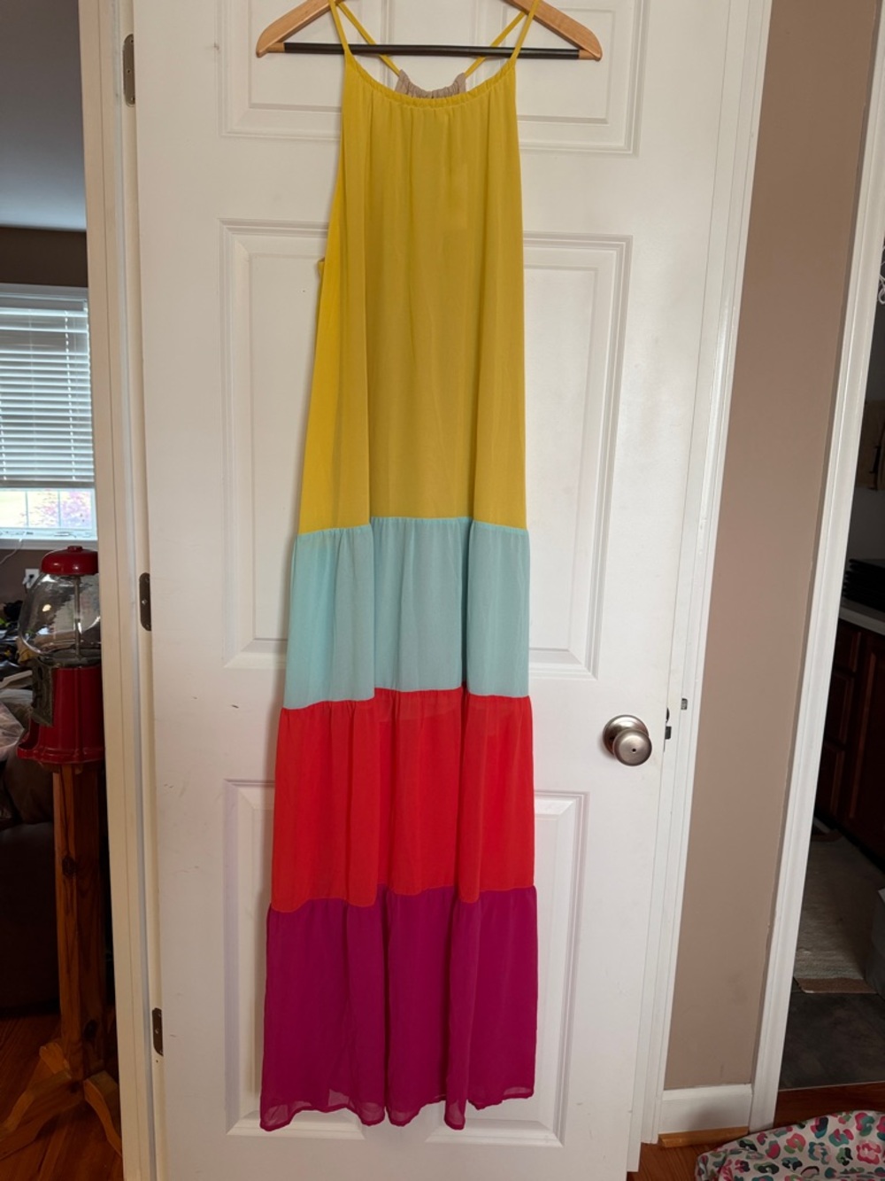 Sugar Lips Colorblock Maxi Dress in Yellow, Aqua, Coral & Magenta